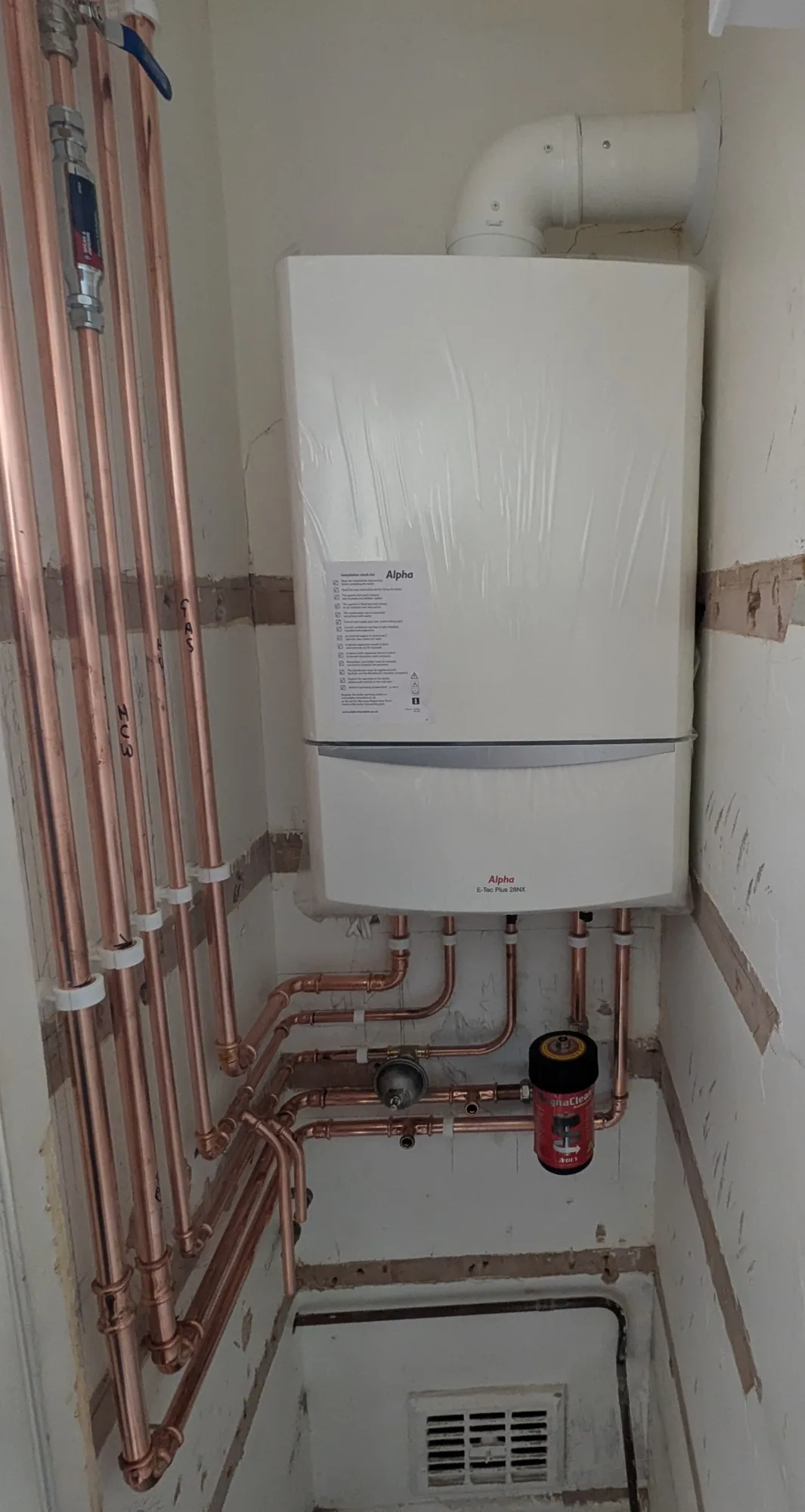 New boiler installation with isolation valves in Norwich