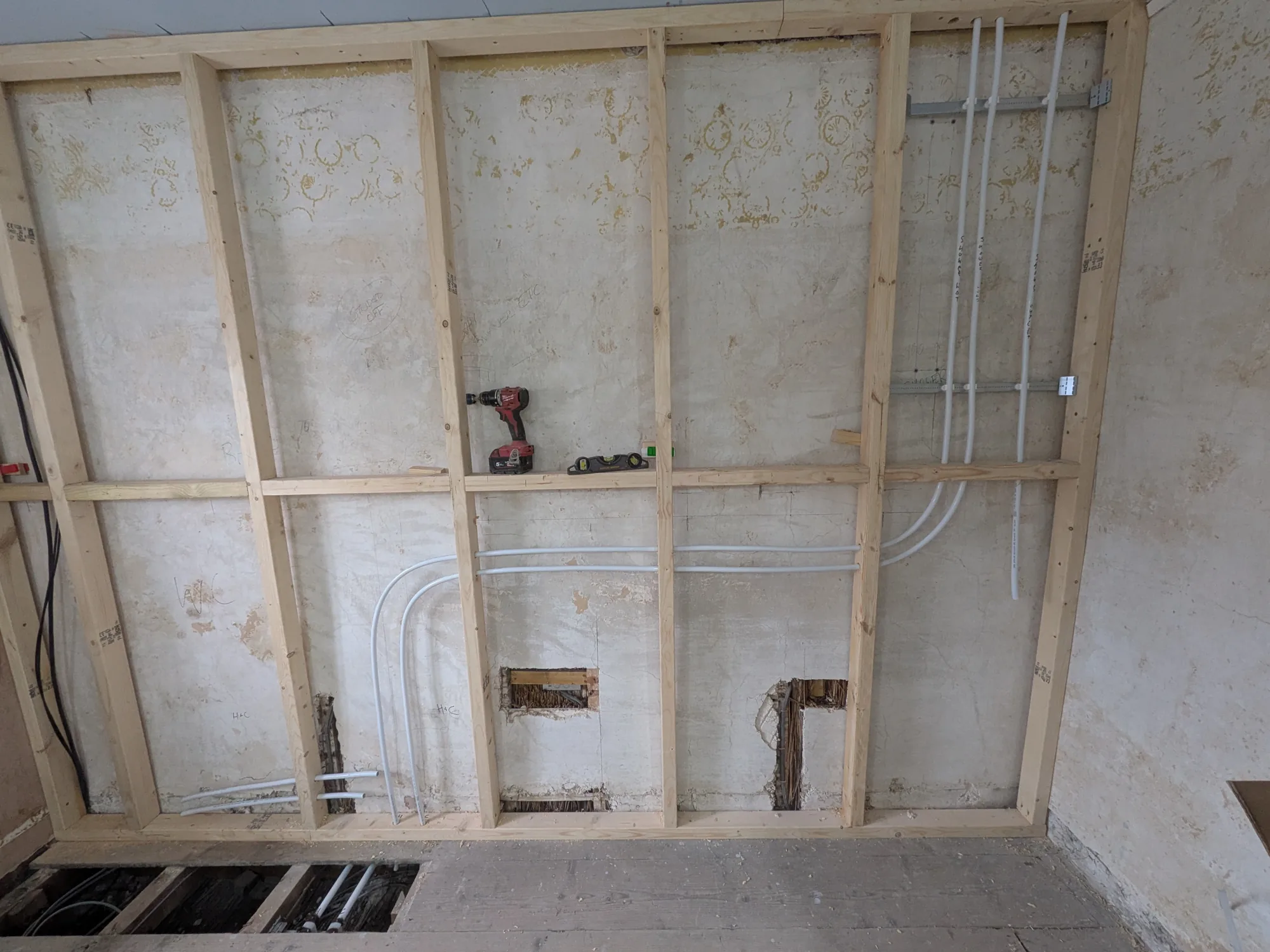 First-fix central heating pipework in a Norfolk property